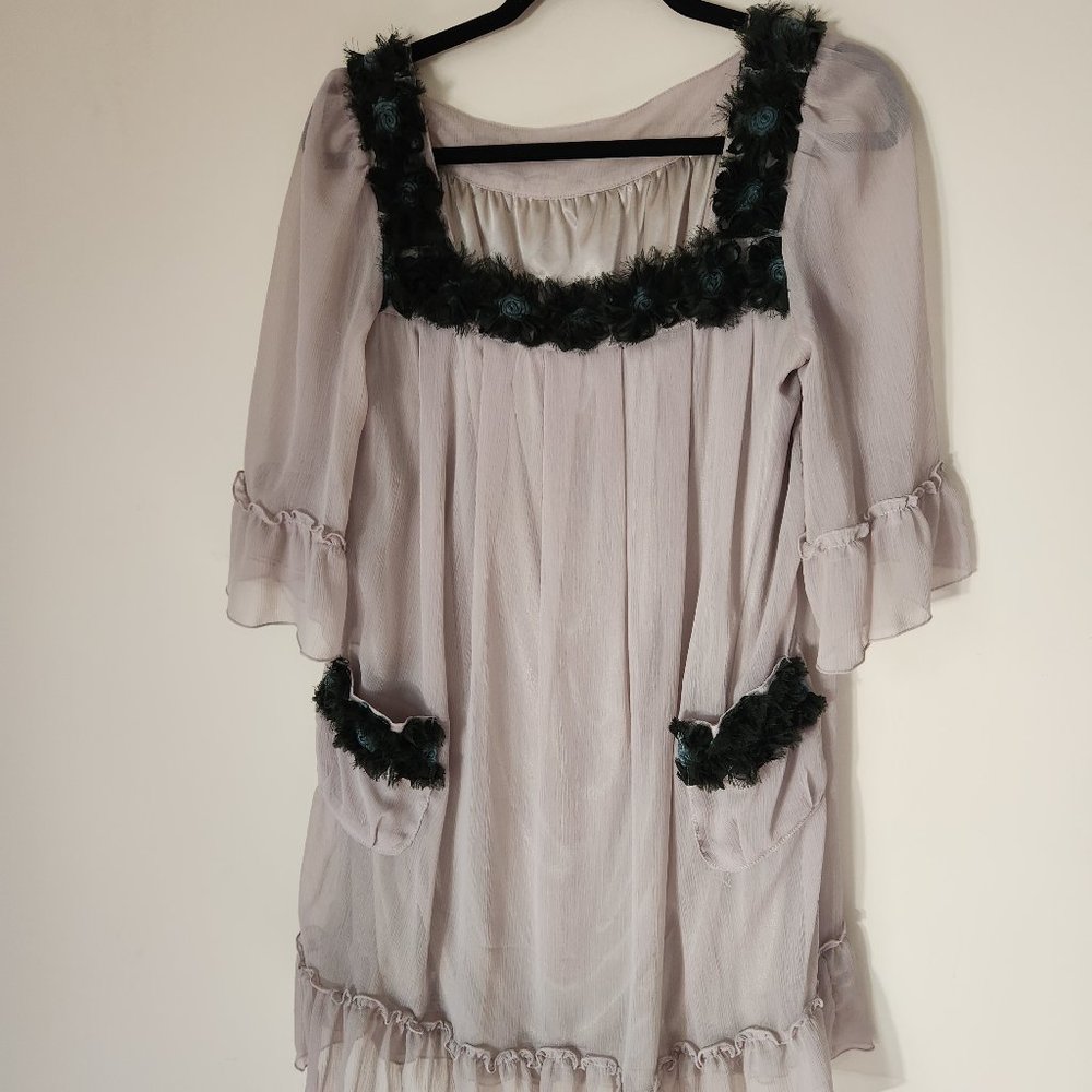 Japanese Boutique Light Grey Floral Dress - Size M